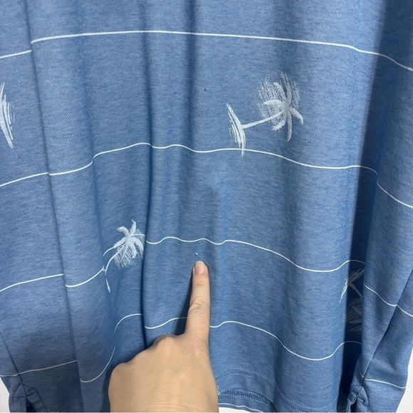 Travis Mathew Short Sleeve Men Golf Polo Size Large Blue Palm Tree Embroidered - Picture 3 of 10